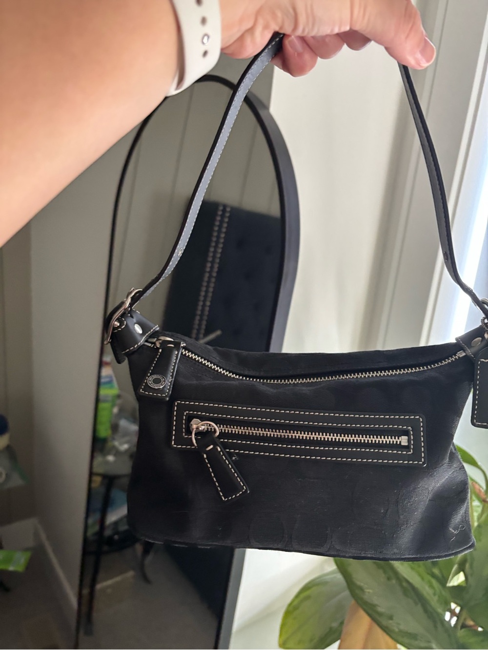 Coach Shoulder Bag with Contrast Stitching